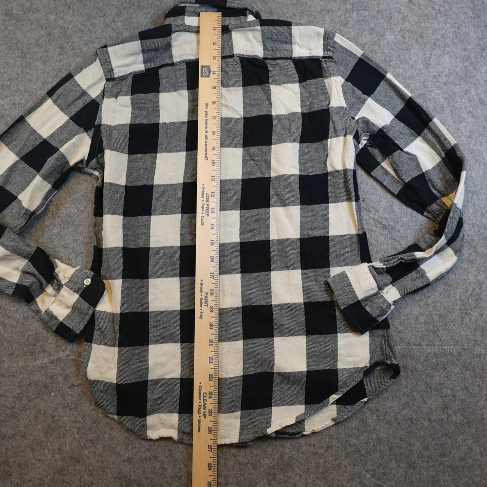 Ralph Lauren Top Women Medium Blue White Buffalo Plaid Classic Fit Flannel - Picture 6 of 10